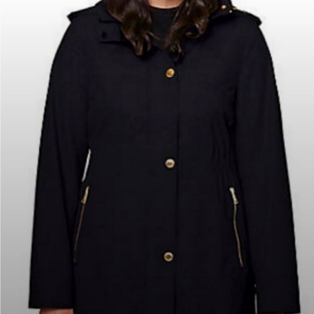 Laundry By Design Hooded Rain Coat,Black